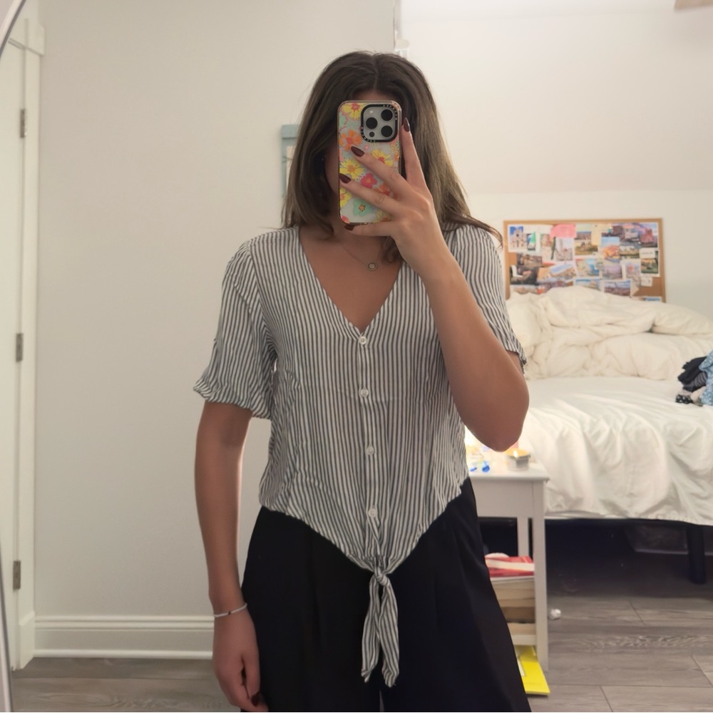 Abercrombie Striped Short Sleeve Blouse
